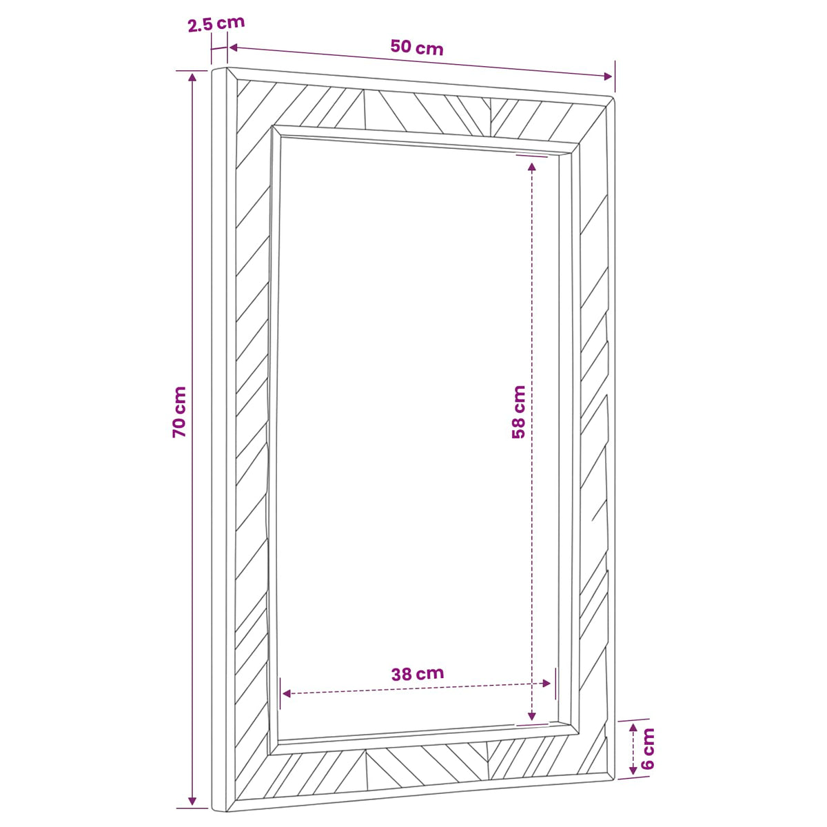 vidaXL Mirror Brown 70 x 50 x 3 cm Glass