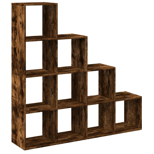 vidaXL Room Divider Bookcase 4-Tier Smoked Oak 131,5x29x131,5 cm Engineered Wood