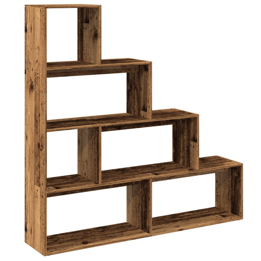 vidaXL Room Divider Bookcase 4-Tier Old Wood 143,5x29x143,5 cm Engineered Wood