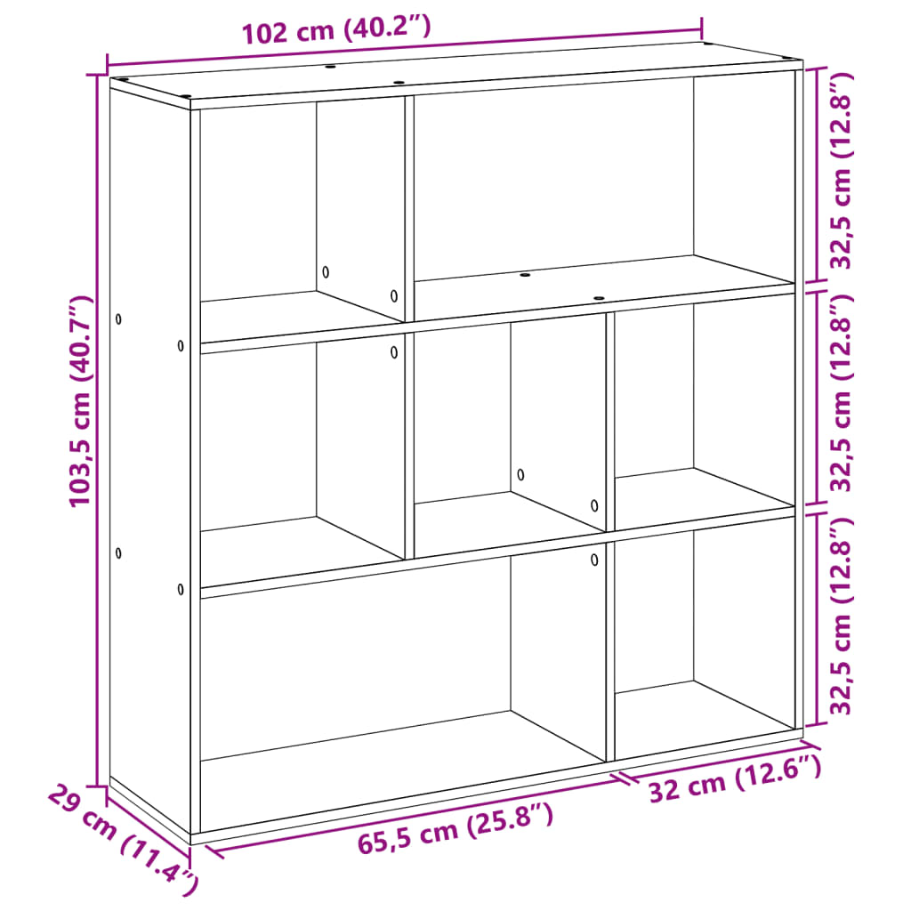 vidaXL Room Divider Bookcase White 102x29x103,5 cm Engineered Wood