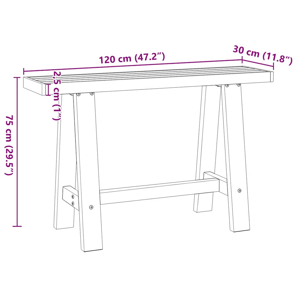 vidaXL Console Table NOAIN A-Shaped Legs 120x30x75 cm Solid Wood Pine