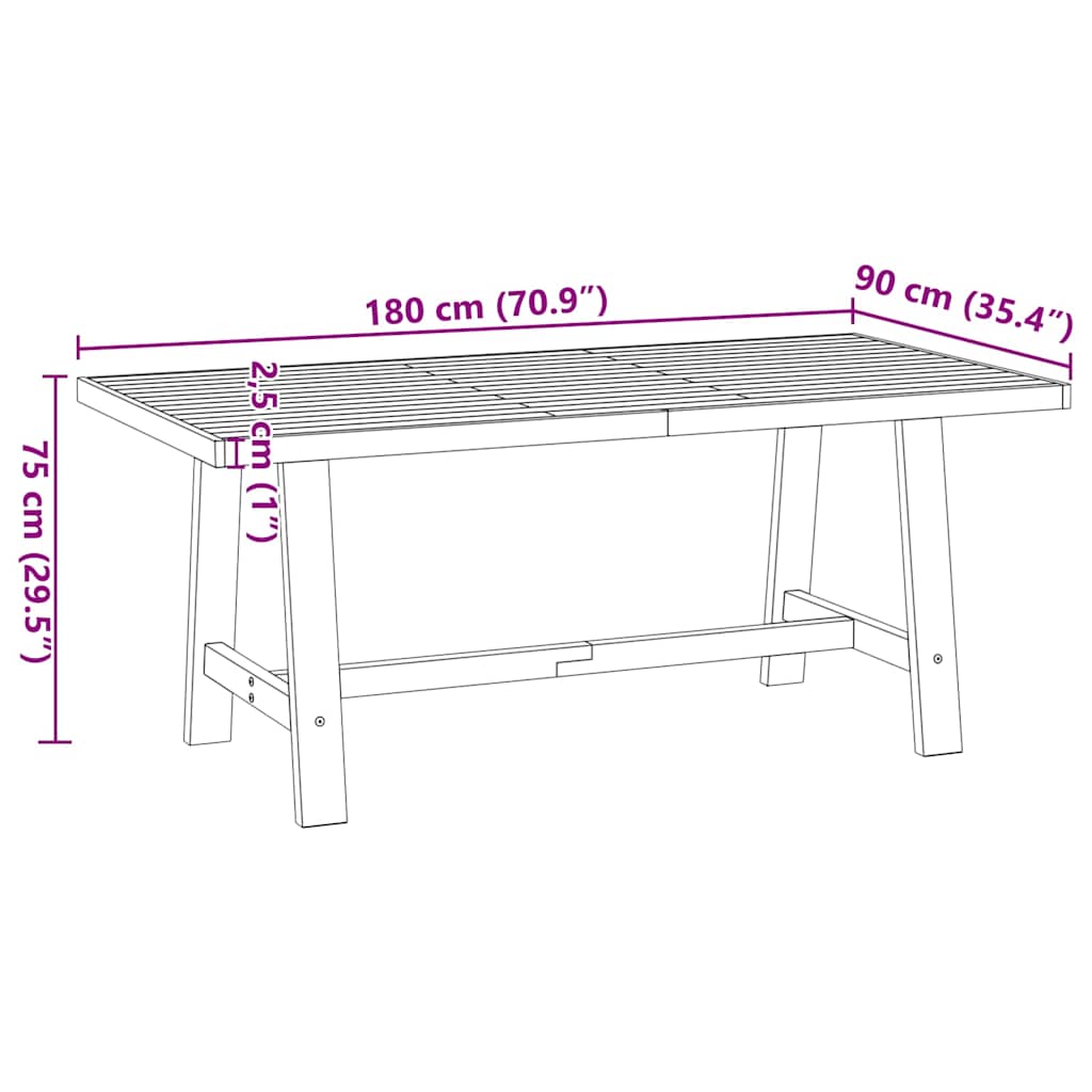 vidaXL Dining Table NOAIN A-Shaped Legs 180x90x75 cm Solid Wood Pine
