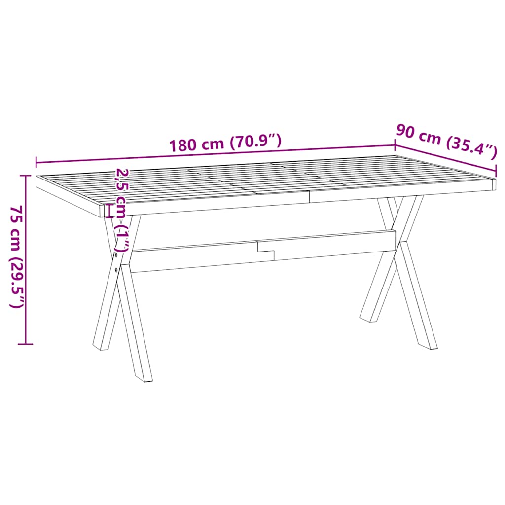 vidaXL Dining Table NOAIN X-Shaped Legs 180x90x75 cm Solid Wood Pine