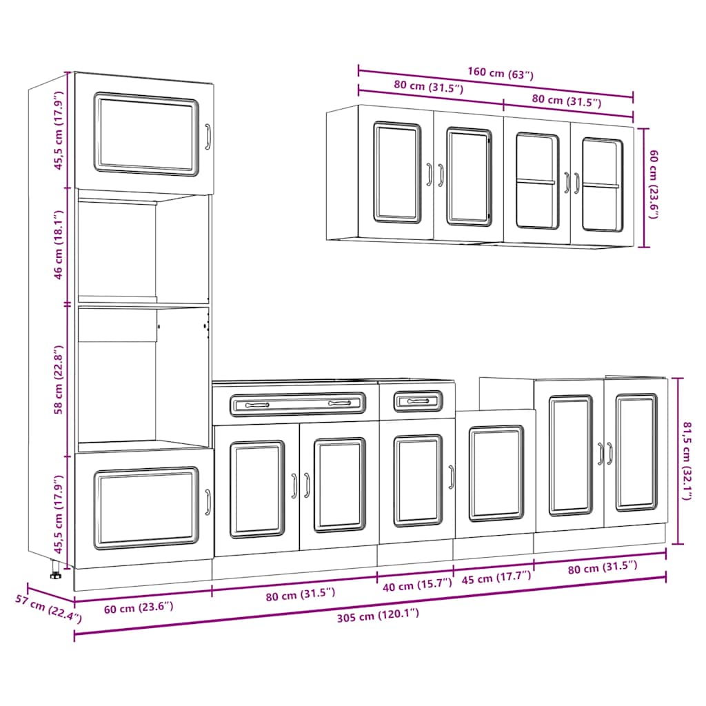vidaXL 7 Piece Kitchen Cabinet Set "Kalmar" Sonoma Oak Engineered Wood