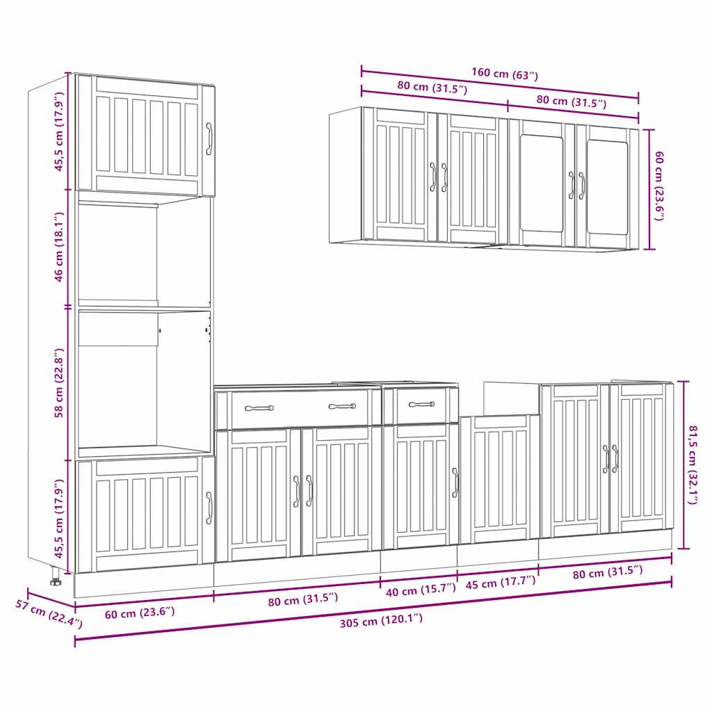 vidaXL 7 Piece Kitchen Cabinet Set "Kalmar" White Engineered Wood