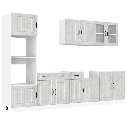 vidaXL 7 Piece Kitchen Cabinet Set Lucca Concrete Grey Engineered Wood