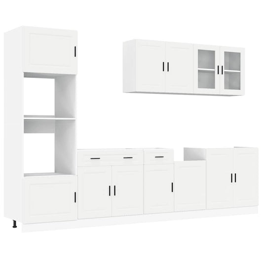 vidaXL 7 Piece Kitchen Cabinet Set "Porto" White Engineered Wood