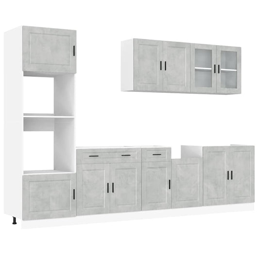 vidaXL 7 Piece Kitchen Cabinet Set "Kalmar" Concrete Grey Engineered Wood