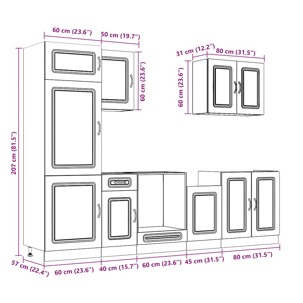 vidaXL 7 Piece Kitchen Cabinet Set Kalmar High Gloss White Engineered Wood