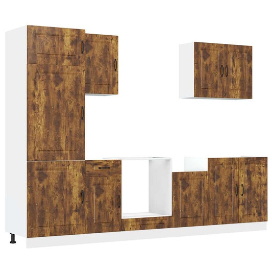 vidaXL 7 Piece Kitchen Cabinet Set Kalmar Smoked Oak Engineered Wood