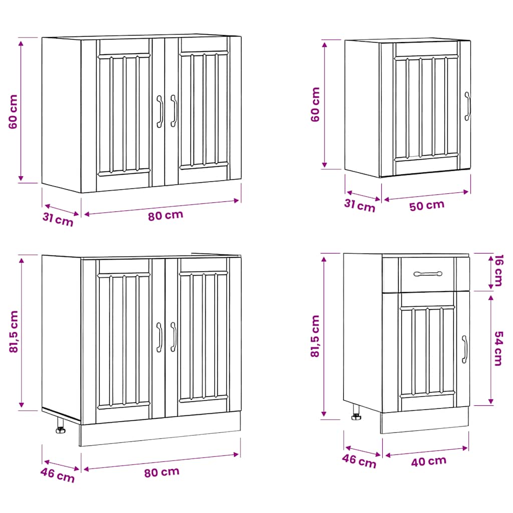 vidaXL 7 Piece Kitchen Cabinet Set Lucca White Engineered Wood