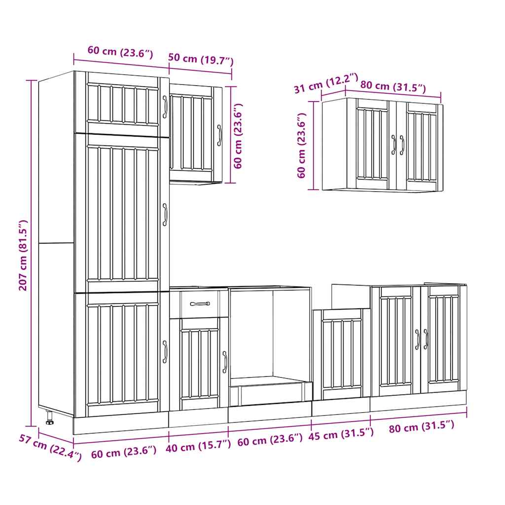 vidaXL 7 Piece Kitchen Cabinet Set "Lucca" White Engineered Wood