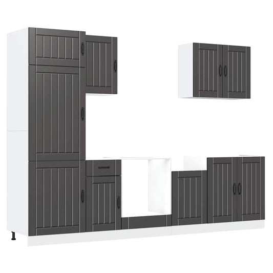 vidaXL 7 Piece Kitchen Cabinet Set Lucca Black Engineered Wood