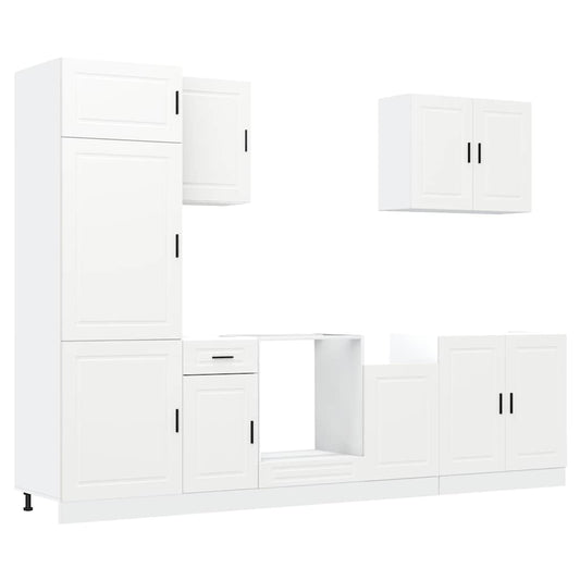 vidaXL 7 Piece Kitchen Cabinet Set "Porto" White Engineered Wood