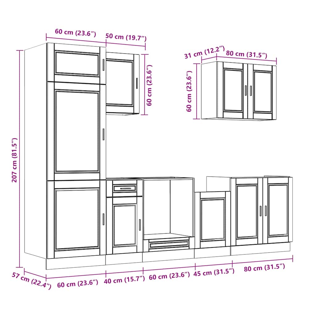vidaXL 7 Piece Kitchen Cabinet Set "Porto" Sonoma Oak Engineered Wood