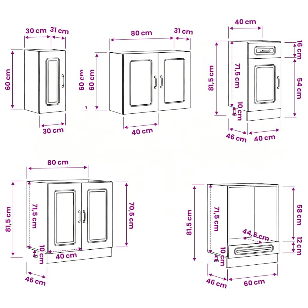 vidaXL 8 Piece Kitchen Cabinet Set "Kalmar" White Engineered Wood