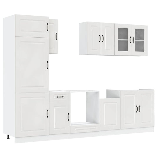 vidaXL 8 Piece Kitchen Cabinet Set Kalmar High Gloss White Engineered Wood