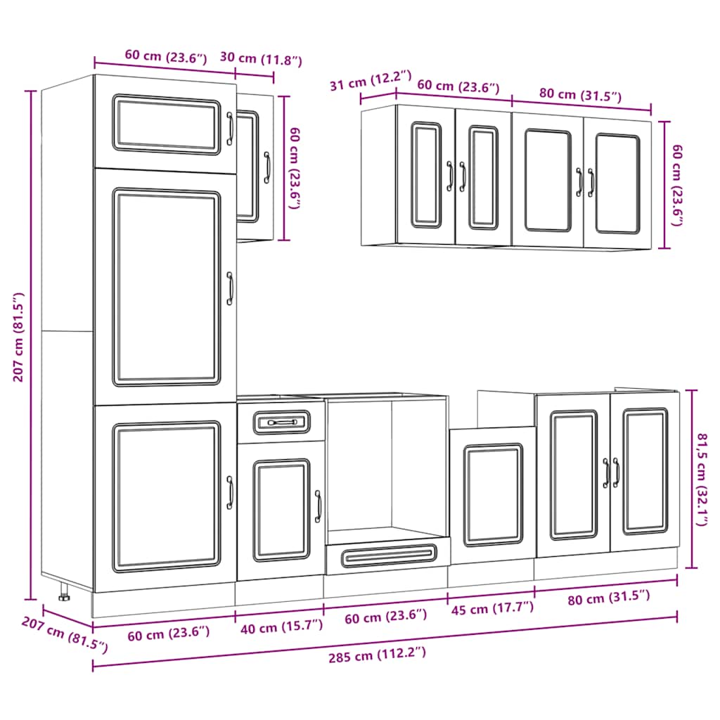 vidaXL 8 Piece Kitchen Cabinet Set Kalmar High Gloss White Engineered Wood
