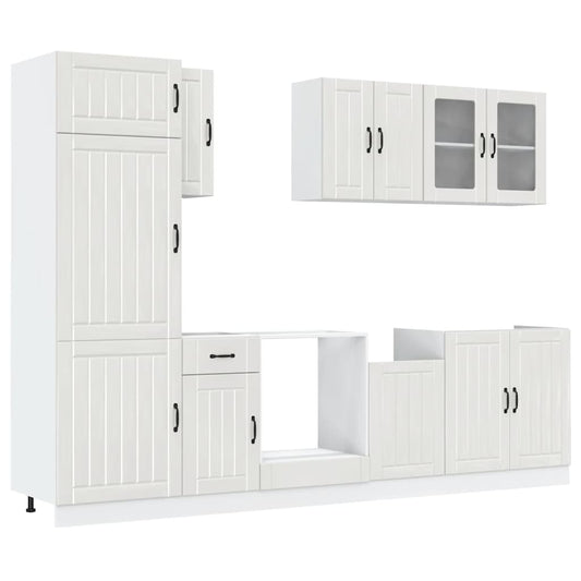 vidaXL 8 Piece Kitchen Cabinet Set Lucca High Gloss White Engineered Wood