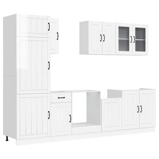 vidaXL 8 Piece Kitchen Cabinet Set "Lucca" High Gloss White Engineered Wood