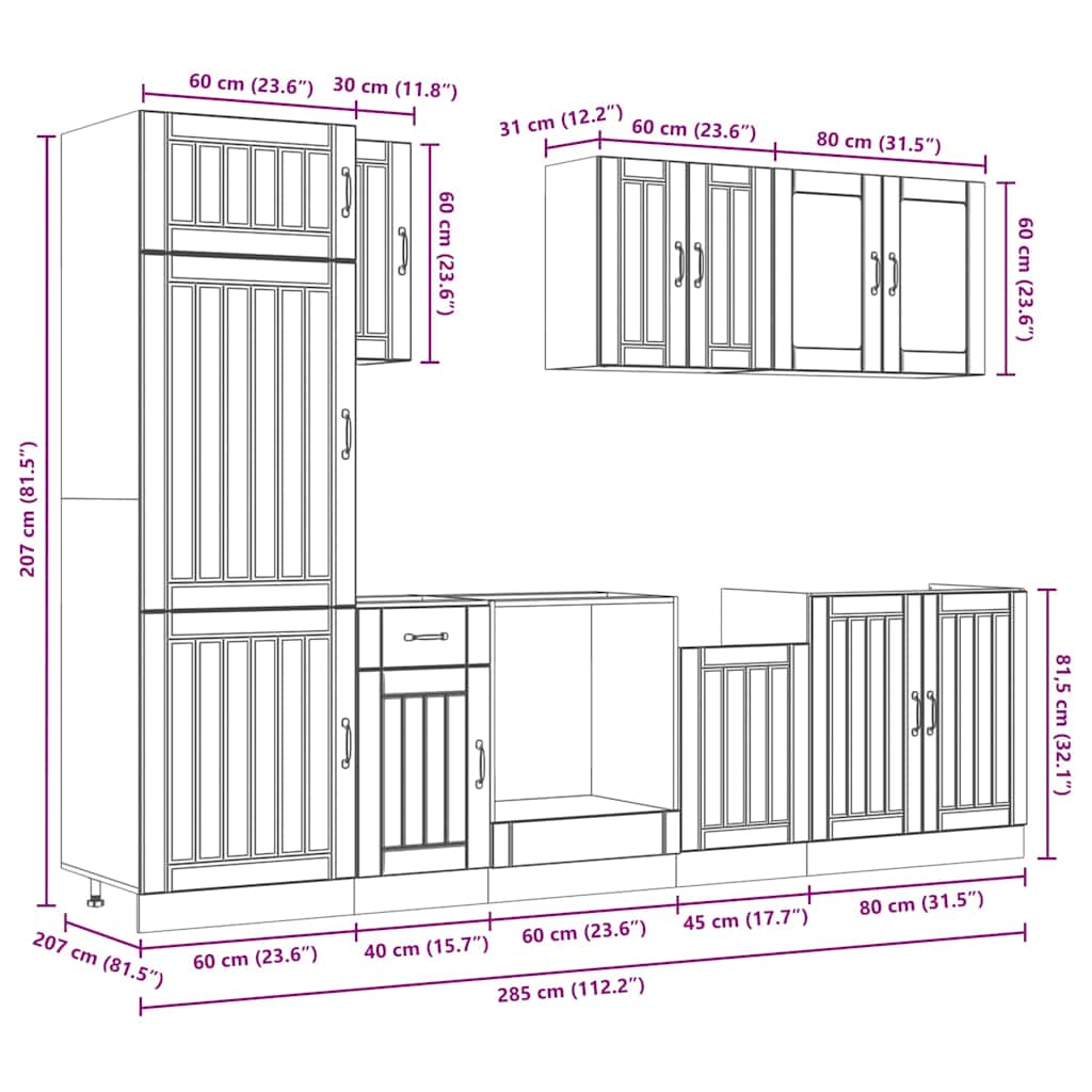 vidaXL 8 Piece Kitchen Cabinet Set Lucca High Gloss White Engineered Wood