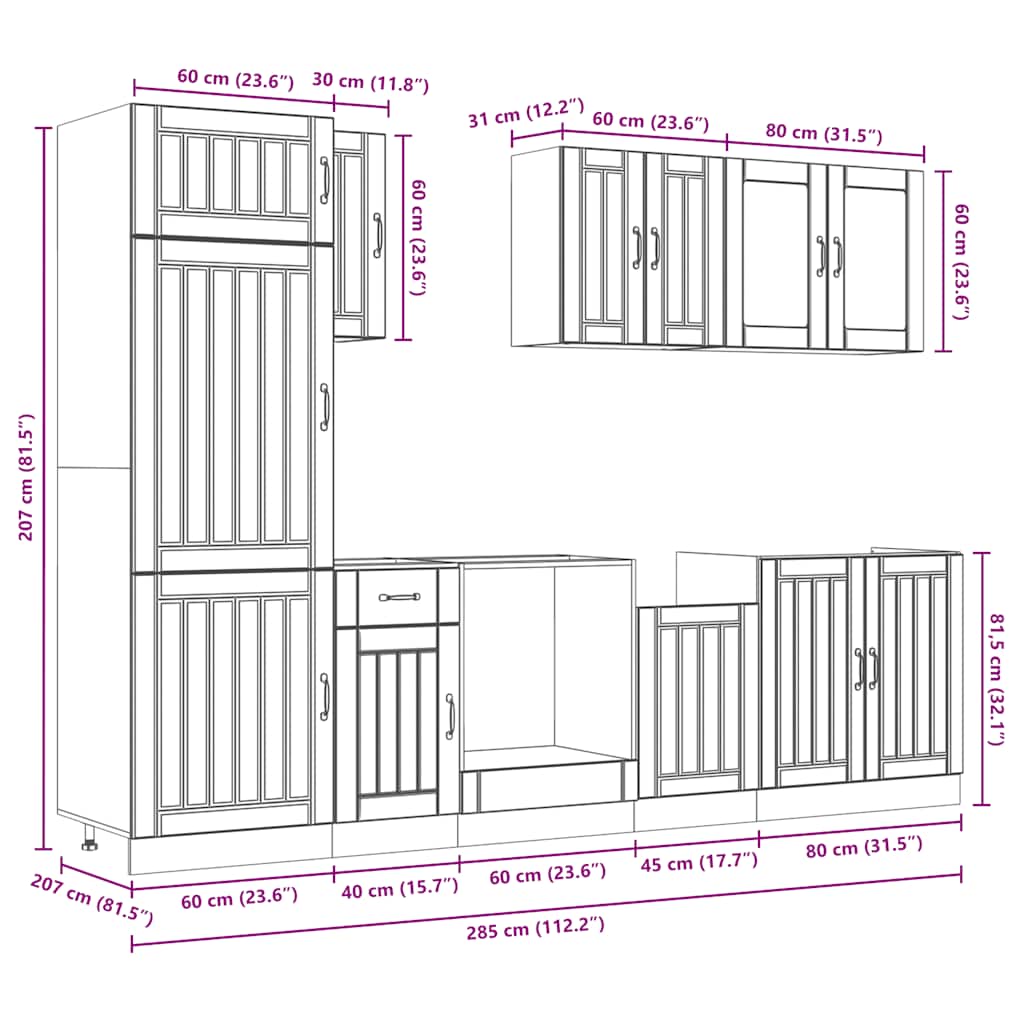 vidaXL 8 Piece Kitchen Cabinet Set Lucca Sonoma Oak Engineered Wood