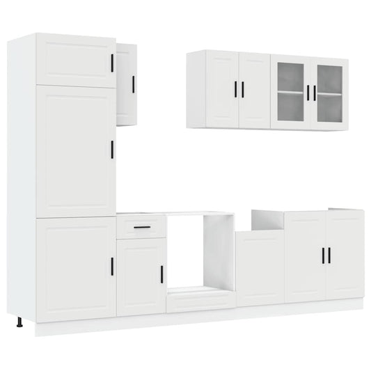 vidaXL 8 Piece Kitchen Cabinet Set "Porto" White Engineered Wood