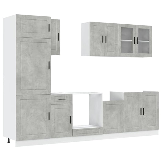 vidaXL 8 Piece Kitchen Cabinet Set "Kalmar" Concrete Grey Engineered Wood