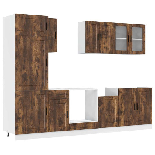vidaXL 8 Piece Kitchen Cabinet Set "Porto" Smoked Oak Engineered Wood