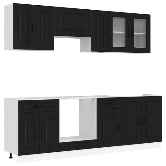 vidaXL 8 Piece Kitchen Cabinet Set "Kalmar" Black Engineered Wood