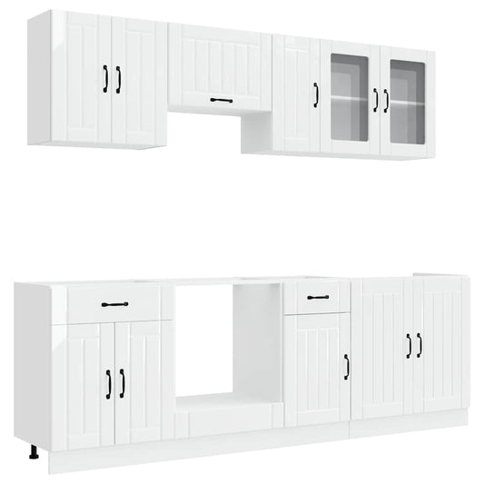 vidaXL 8 Piece Kitchen Cabinet Set "Lucca" High Gloss White Engineered Wood