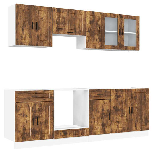 vidaXL 8 Piece Kitchen Cabinet Set "Porto" Smoked Oak Engineered Wood
