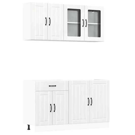 vidaXL 4 Piece Kitchen Cabinet Set "Lucca" High Gloss White Engineered Wood