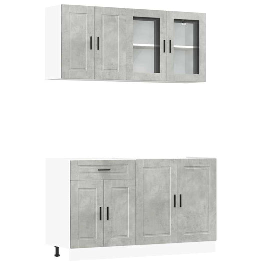 vidaXL 4 Piece Kitchen Cabinet Set "Porto" Concrete Grey Engineered Wood