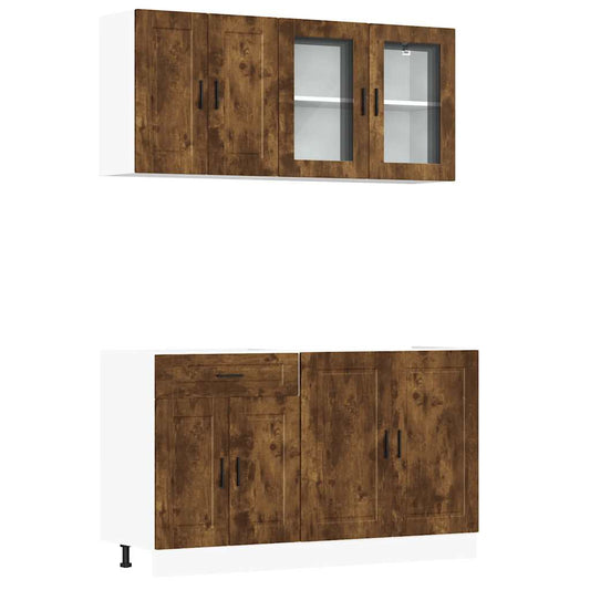 vidaXL 4 Piece Kitchen Cabinet Set "Porto" Smoked Oak Engineered Wood