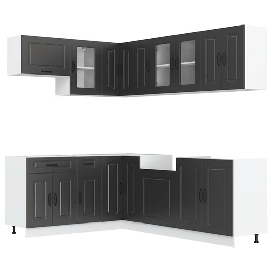 vidaXL 11 Piece Kitchen Cabinet Set "Kalmar" Black Engineered Wood