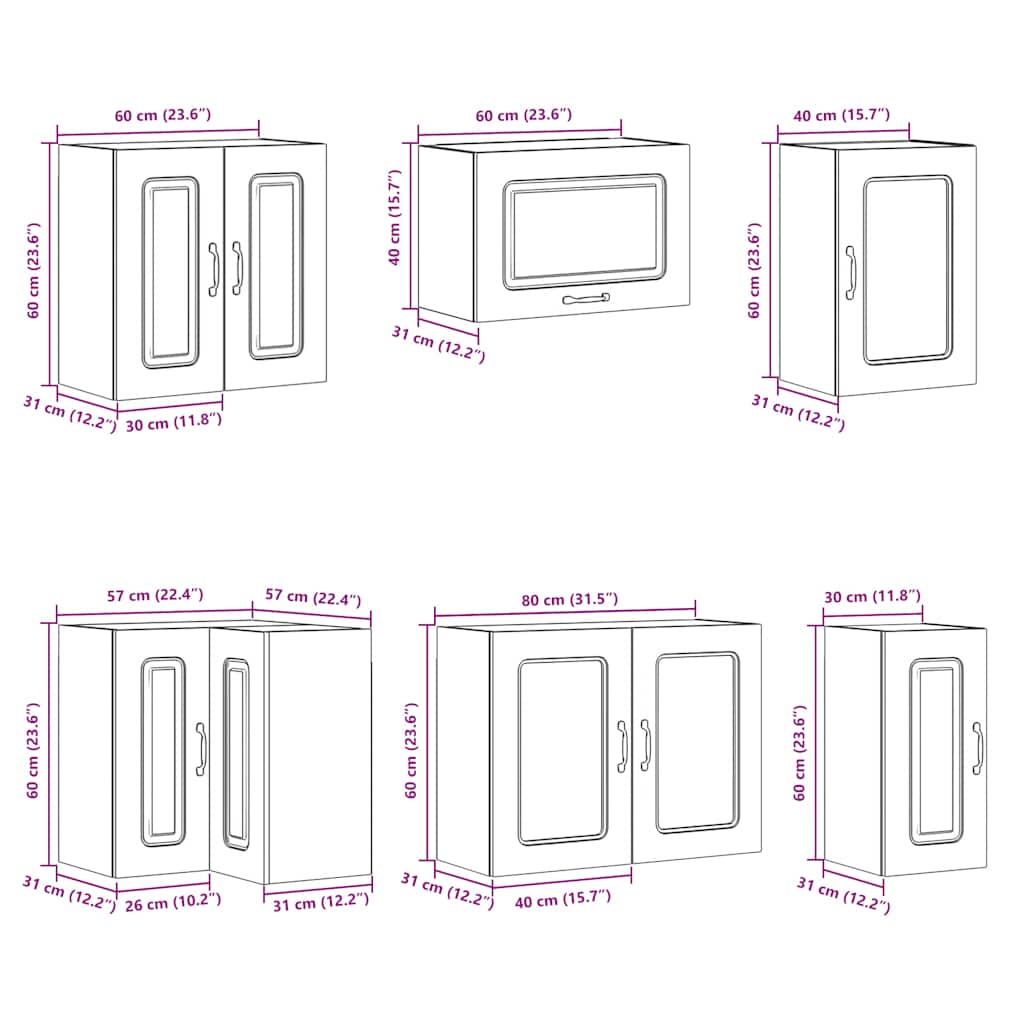 vidaXL 11 Piece Kitchen Cabinet Set "Kalmar" Gloss White Engineered Wood