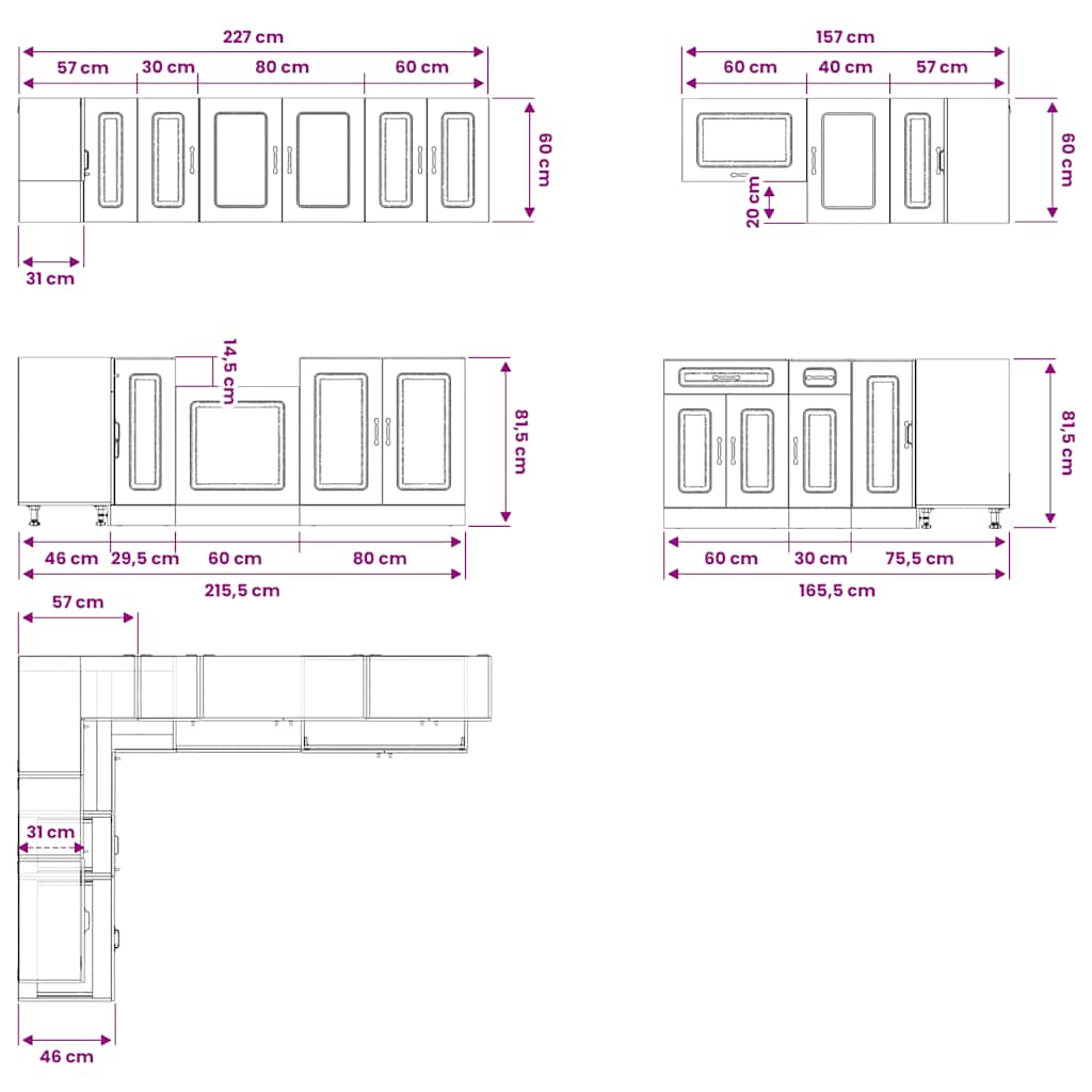 vidaXL 11 Piece Kitchen Cabinet Set "Kalmar" Grey Sonoma Engineered Wood