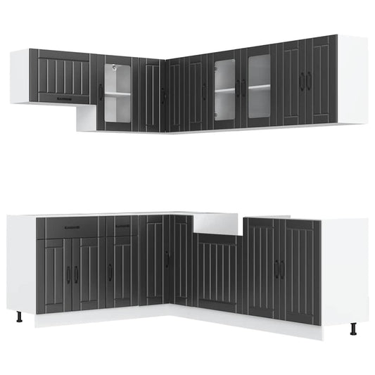 vidaXL 11 Piece Kitchen Cabinet Set Lucca Black Engineered Wood