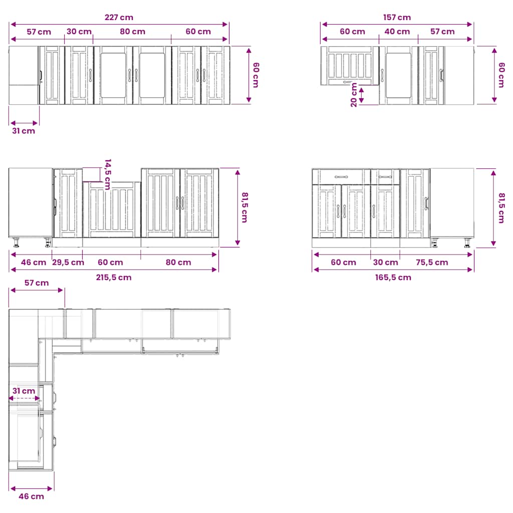 vidaXL 11 Piece Kitchen Cabinet Set "Lucca" Artisan Oak Engineered Wood