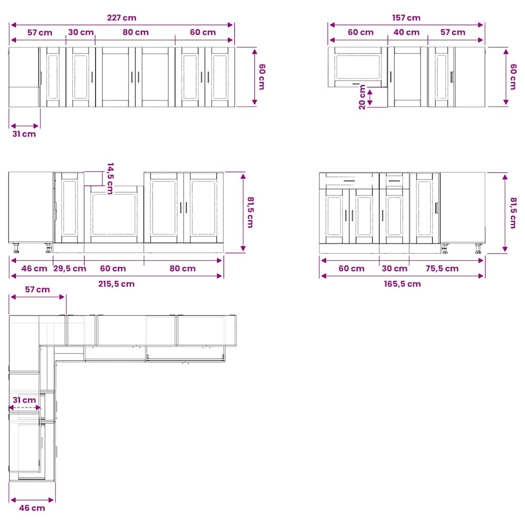 vidaXL 11 Piece Kitchen Cabinet Set "Porto" White Engineered Wood