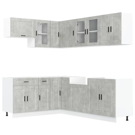 vidaXL 11 Piece Kitchen Cabinet Set "Porto" Concrete Grey Engineered Wood