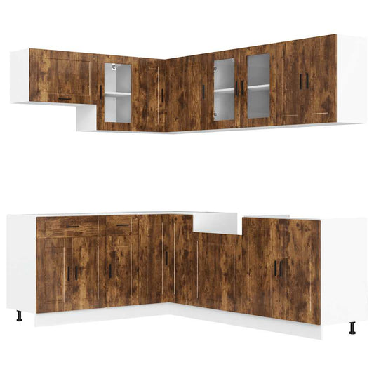 vidaXL 11 Piece Kitchen Cabinet Set "Porto" Smoked Oak Engineered Wood