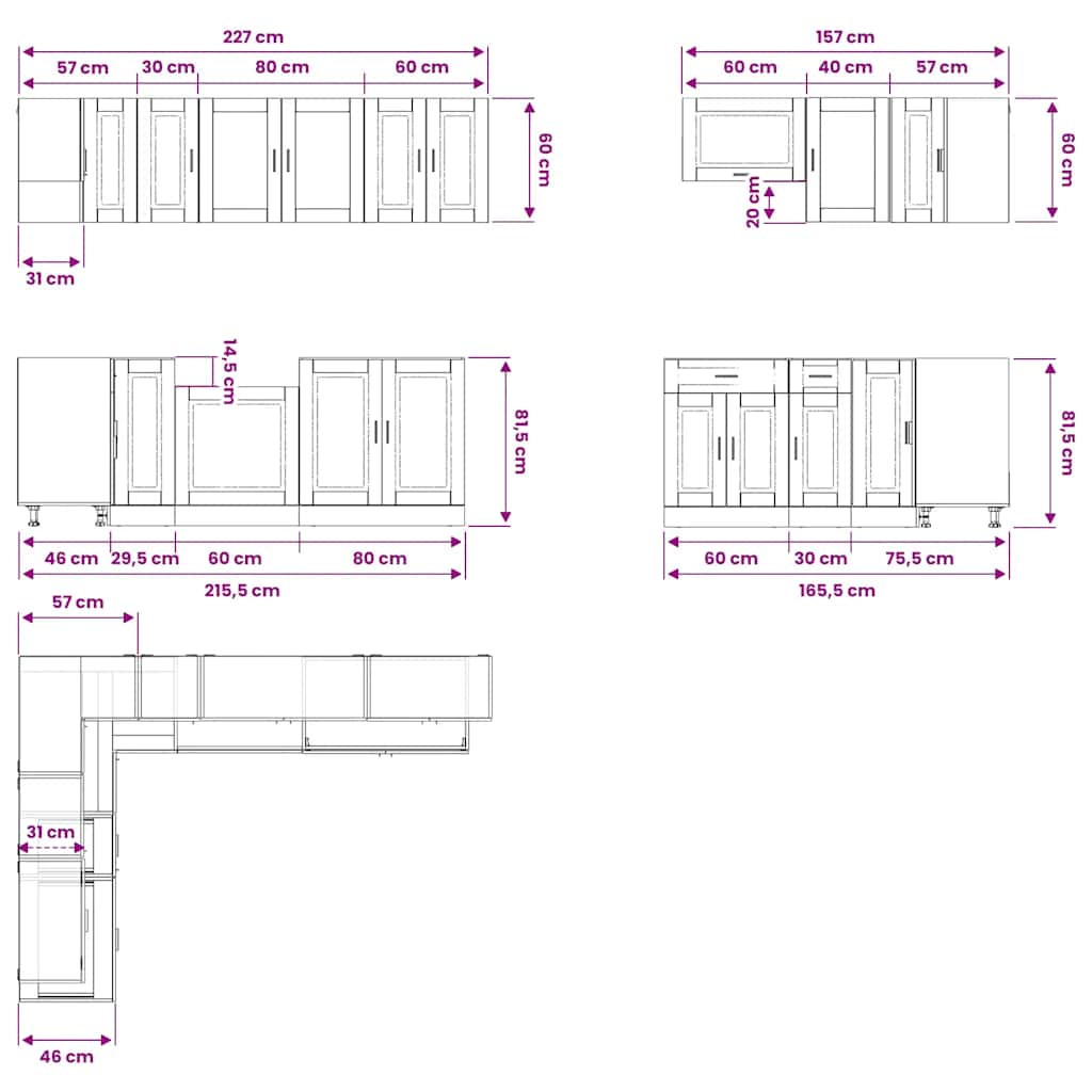 vidaXL 11 Piece Kitchen Cabinet Set "Porto" Smoked Oak Engineered Wood