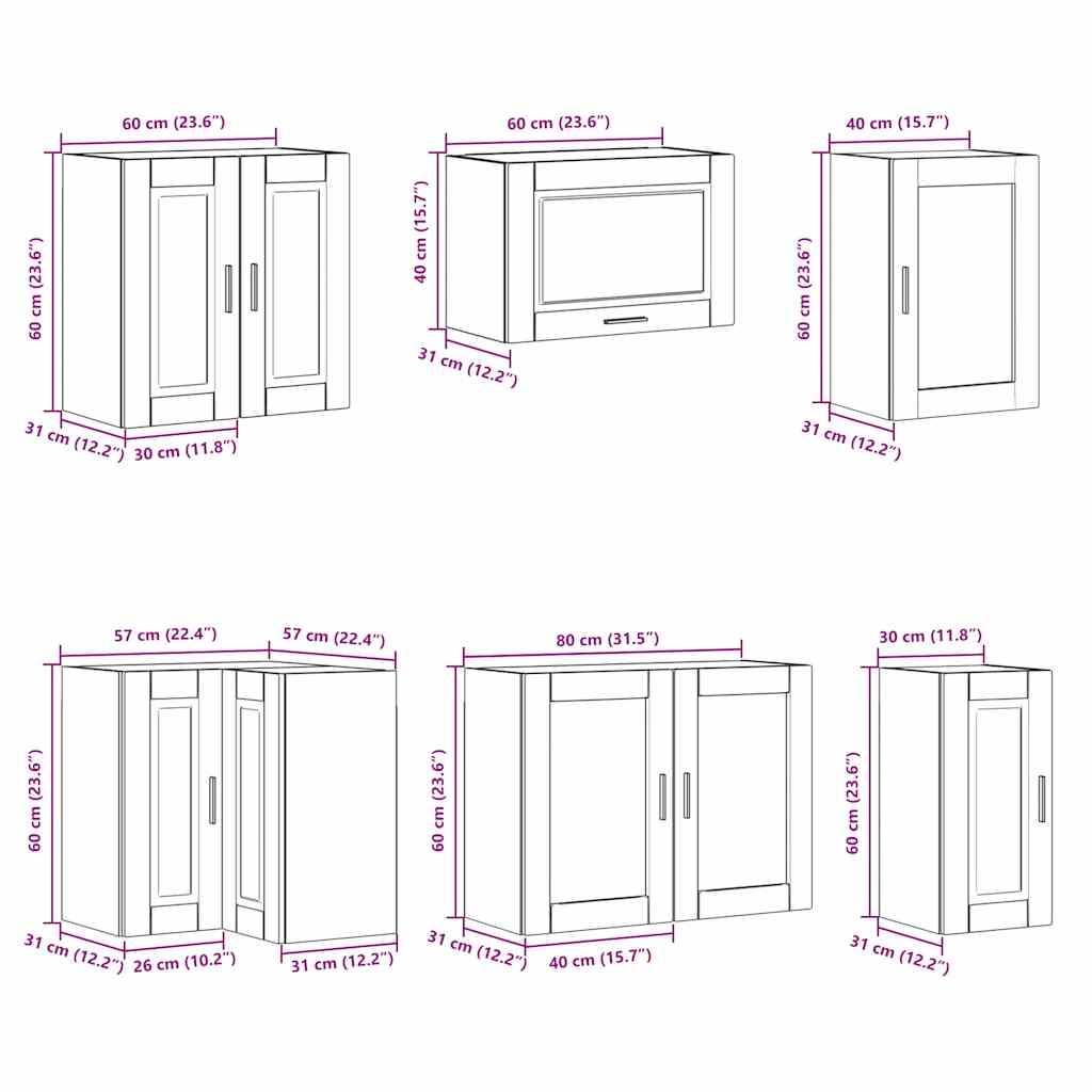 vidaXL 11 Piece Kitchen Cabinet Set "Porto" Smoked Oak Engineered Wood