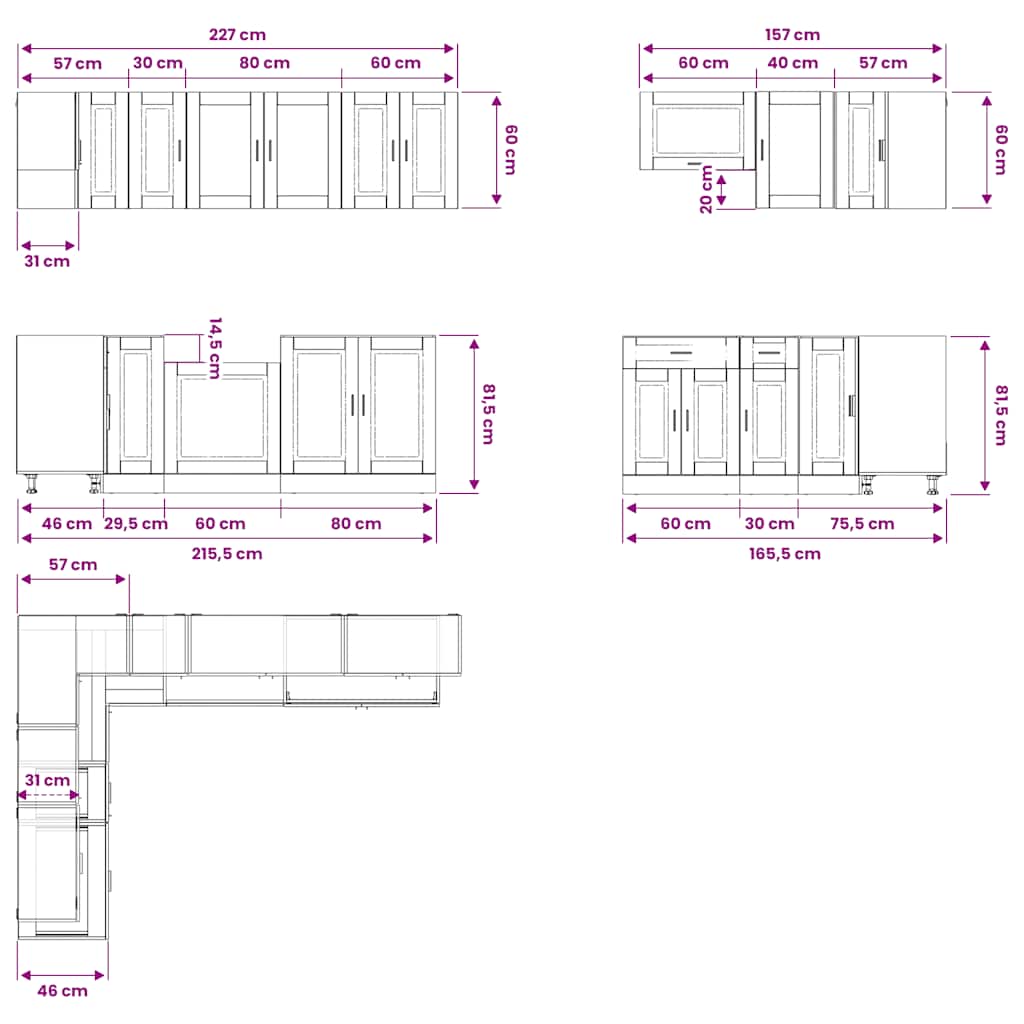 vidaXL 11 Piece Kitchen Cabinet Set "Porto" Old Wood Engineered Wood