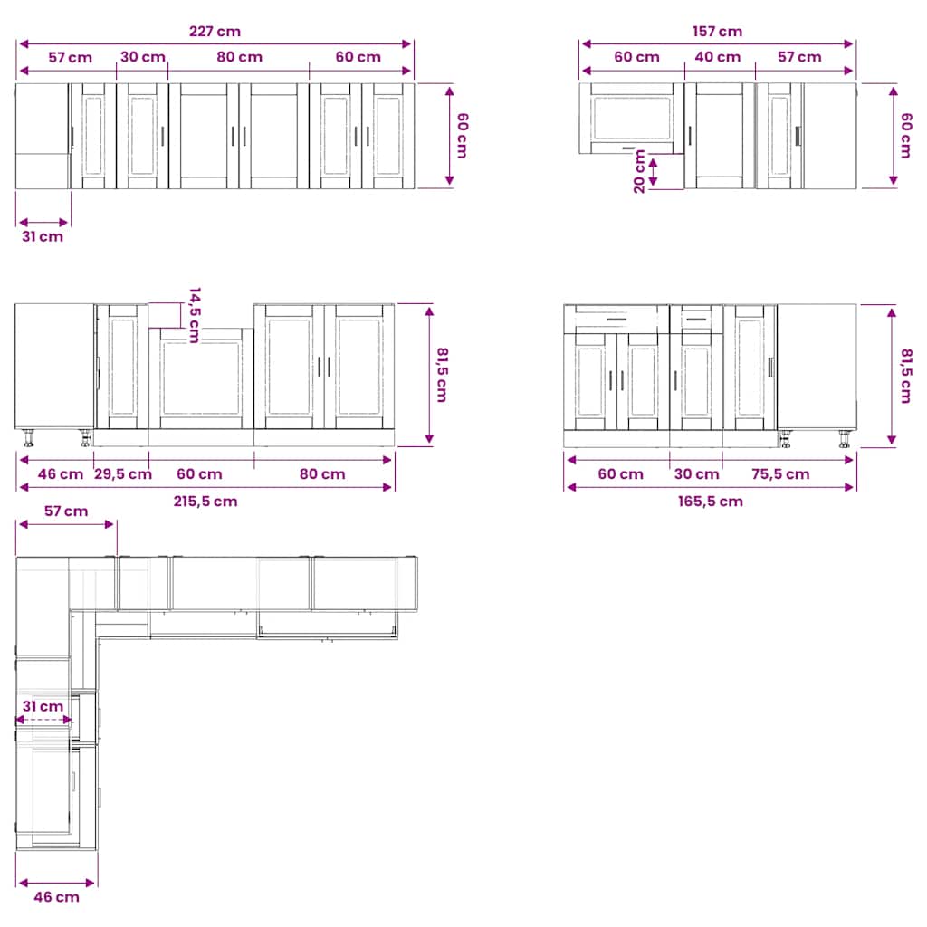 vidaXL 11 Piece Kitchen Cabinet Set "Porto" Artisan Oak Engineered Wood