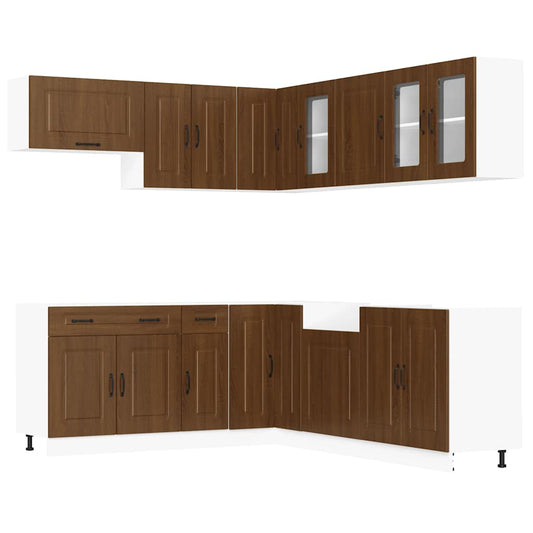 vidaXL 11 Piece Kitchen Cabinet Set "Kalmar" Brown Oak Engineered Wood
