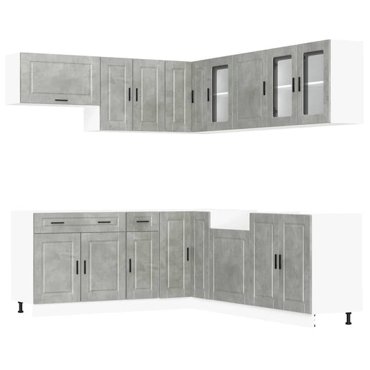 vidaXL 11 Piece Kitchen Cabinet Set "Porto" Concrete Grey Engineered Wood