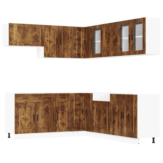 vidaXL 11 Piece Kitchen Cabinet Set "Porto" Smoked Oak Engineered Wood